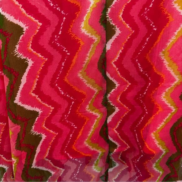 Sundance Pink, Green, Orange Zig Zag Chevron Print Flowy Maxi Skirt Size 10 - Picture 10 of 12